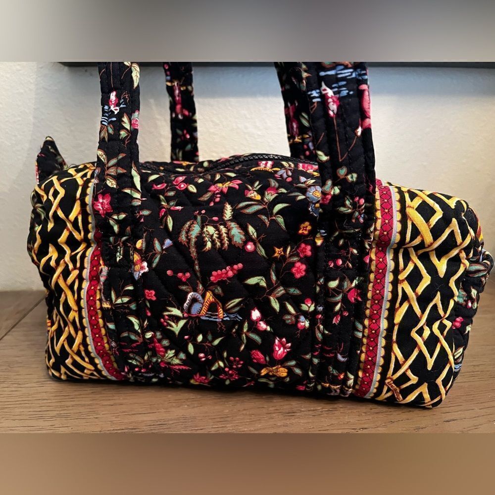 Vera Bradley Ming Black Asian Floral Small Tote Shoulder Bag Purse - Picture 4 of 8